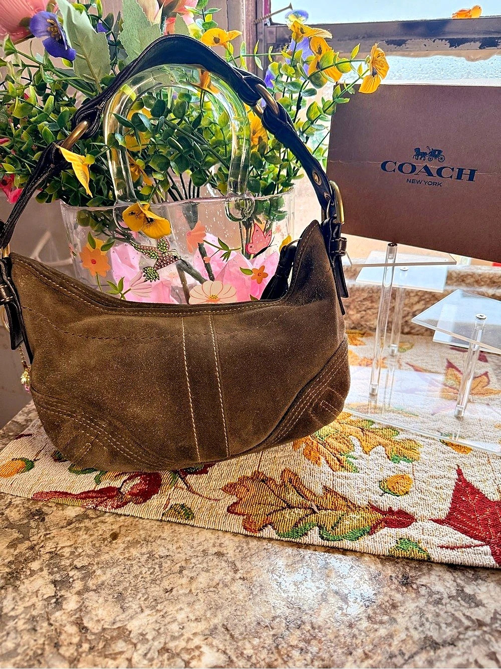 COACH Soho Suede Small Hobo Brown Bag